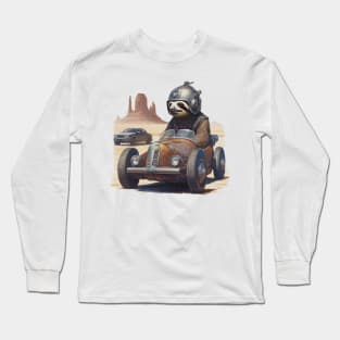 a sloth racing a car across the desert Long Sleeve T-Shirt